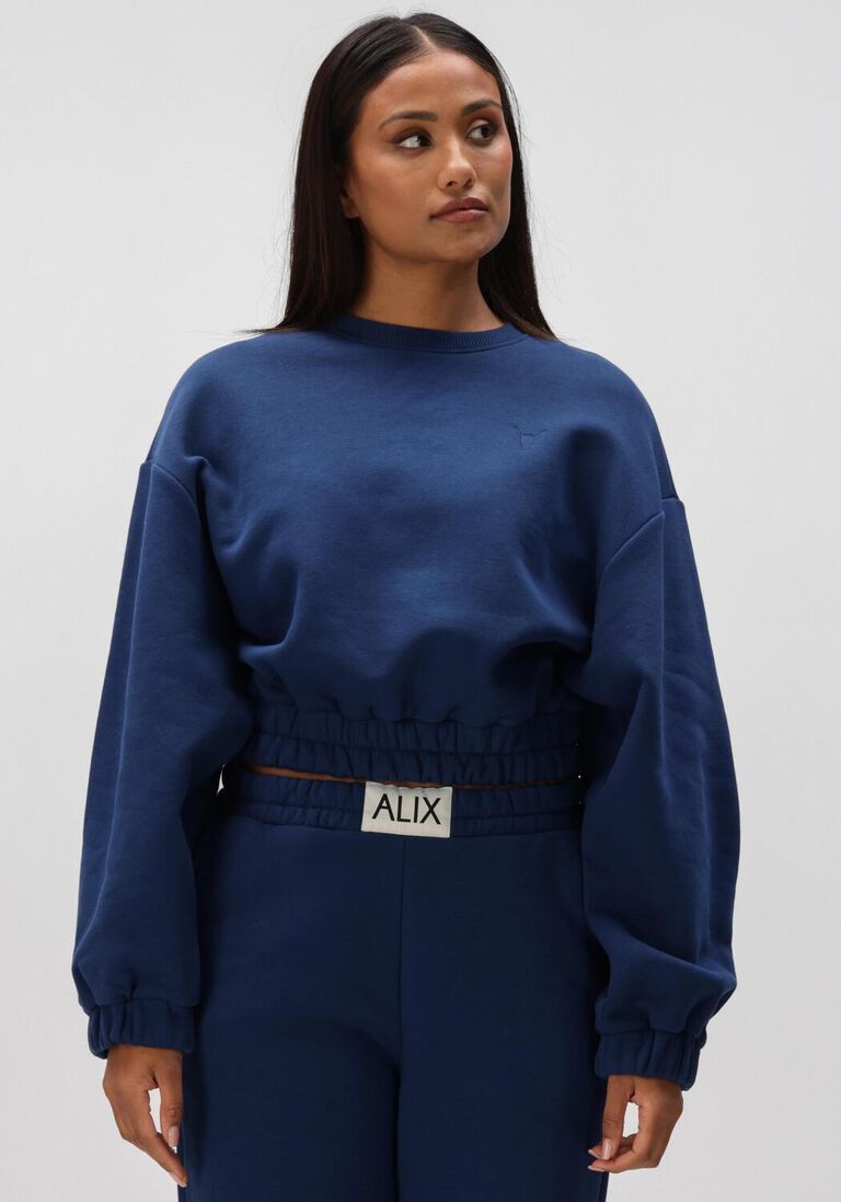 donkerblauwe alix the label sweater ladies knitted cropped a sweater
