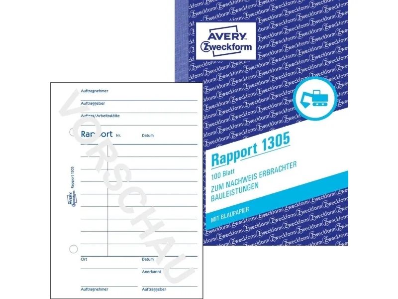 Avery Zweckform - Rapportblanket - 100 ark - A6