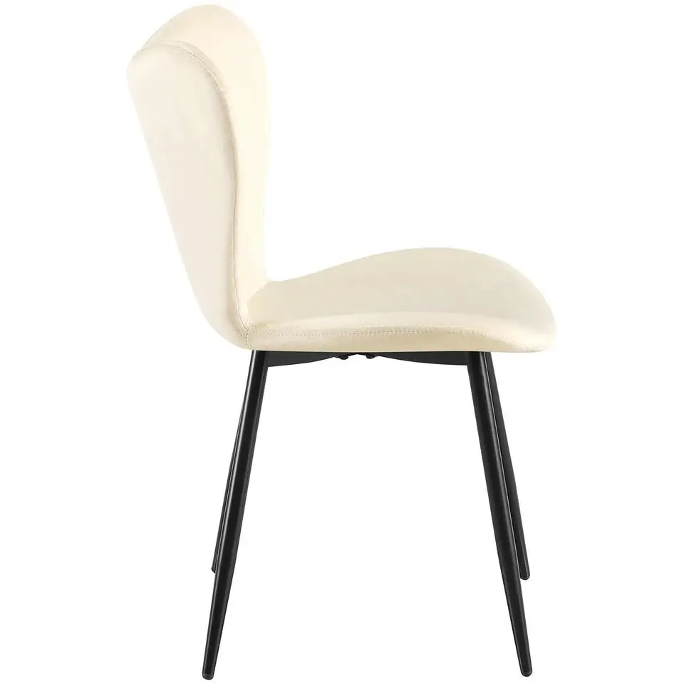 CLP Eetkamerstoel Maika zwart Frame - Fluweel - creme
