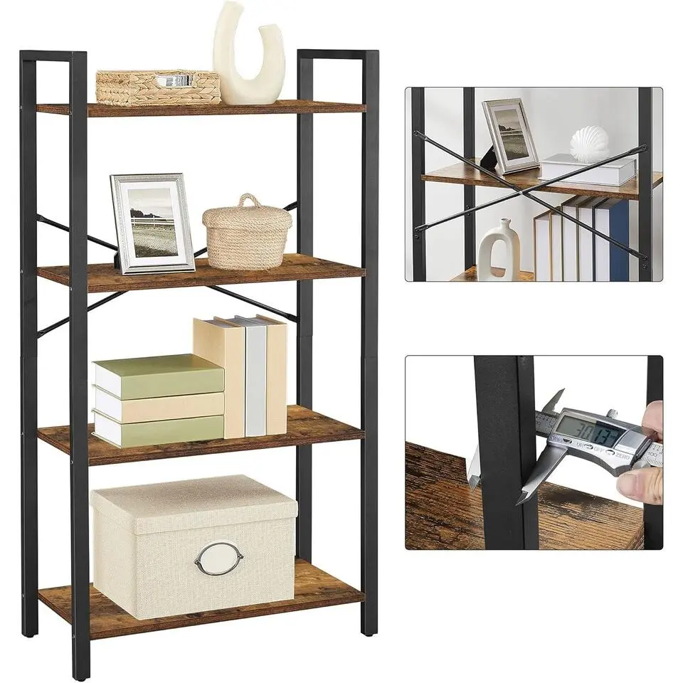 Parya Home Boekenkast met 4 niveaus, opbergrek, hoogte 120 cm