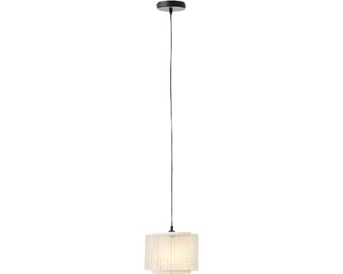 Hanglamp, 1-lichts, HxØ 120x22 cm, beige/zwart, kap bamboe + textiel