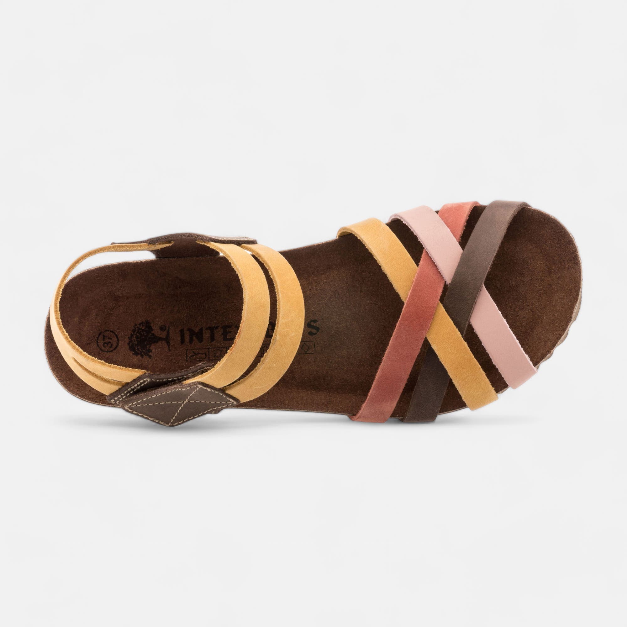 Mules semelle liège Femme en cuir jaune