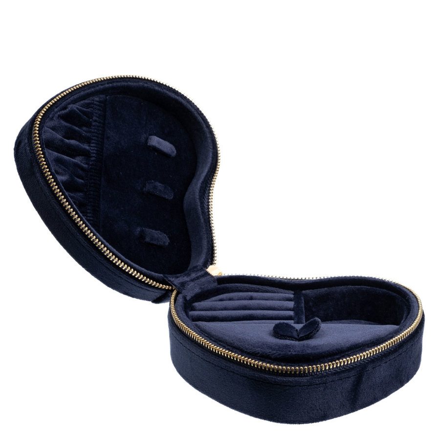 DARK Velvet Heart Jewellery Box Navy Blue