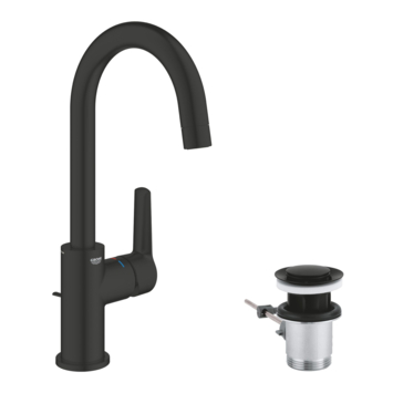 Grohe Wastafelmengkraan Start L-Size met waste Mat Zwart