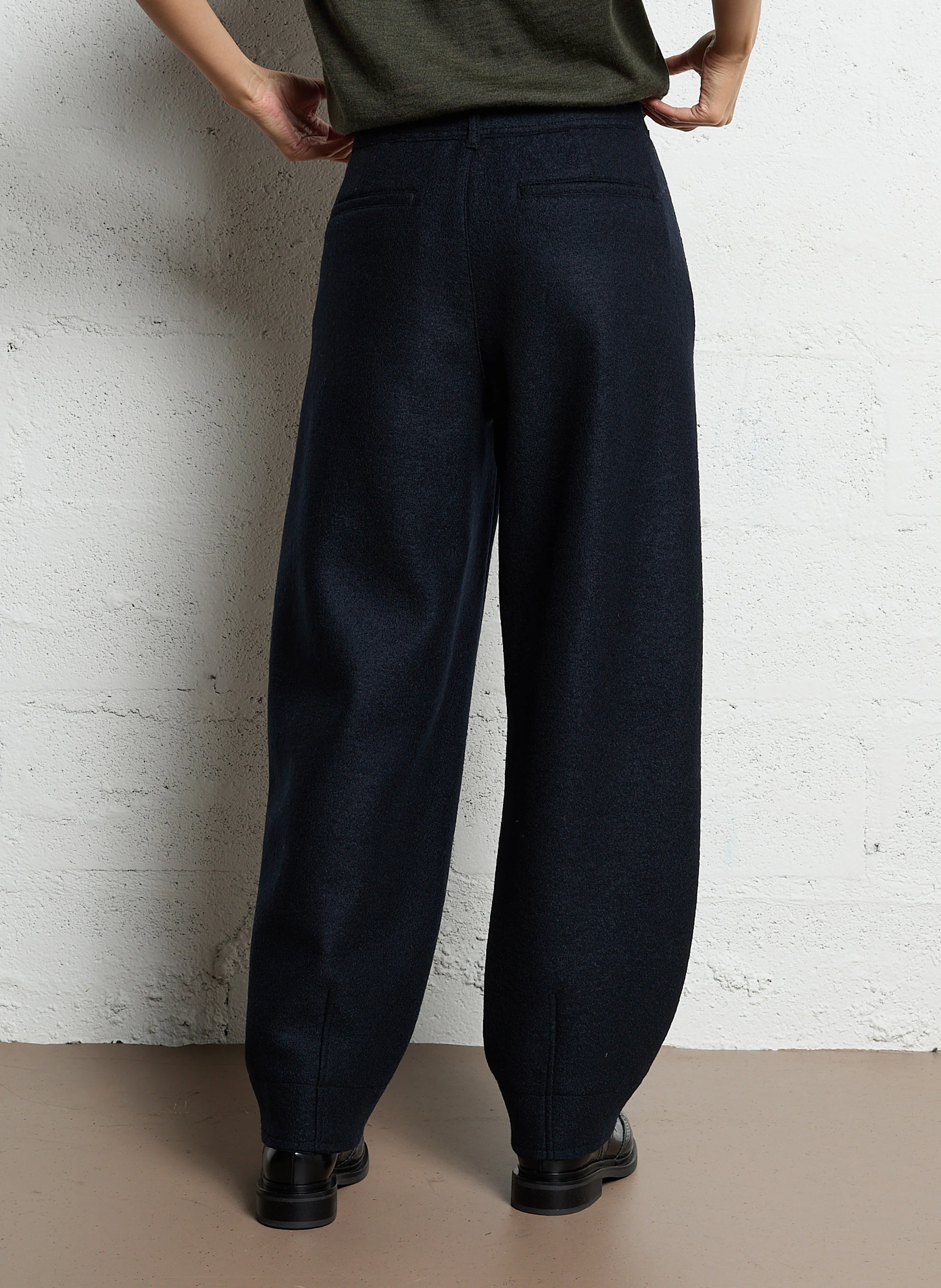 BAYONNE - Pantalon large en laine | Bleu