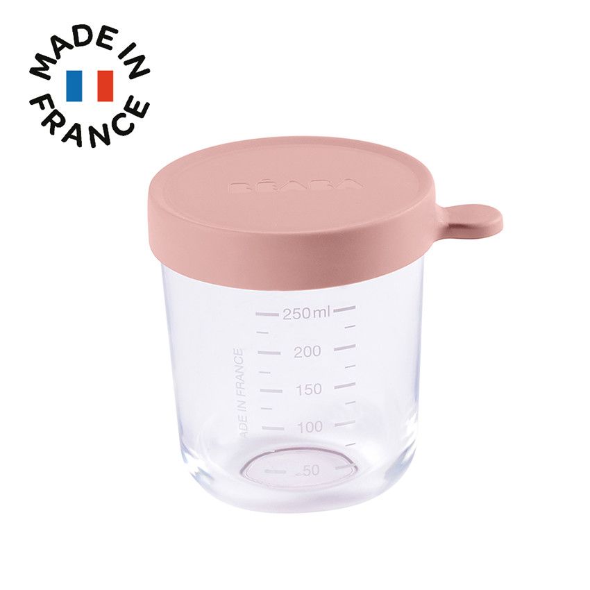Pot de conservation en verre 250ml - Rose Foncé - Ecru