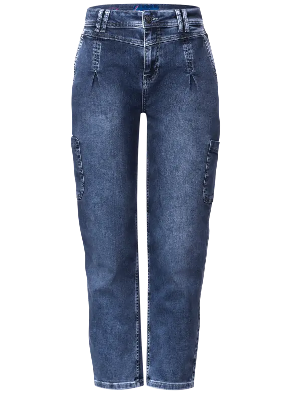 Loose Fit Balloon Jeans - indigo random wash