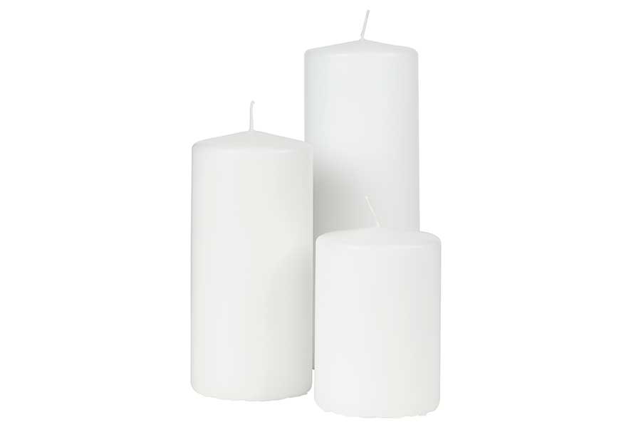 Kubbelys 3pk Hvit. Ø:7 H:10/15/20 cm