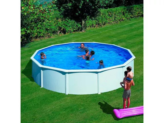 Piscine acier blanc Fidji ronde 5,70 x 1,22 m - Gré