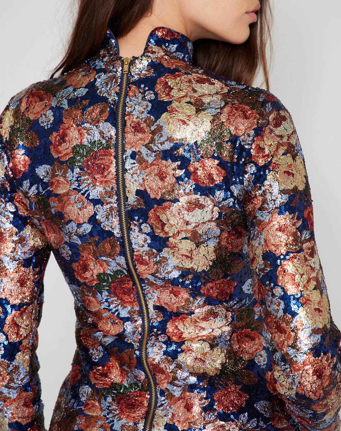 Manoush Top Roses à sequins encre