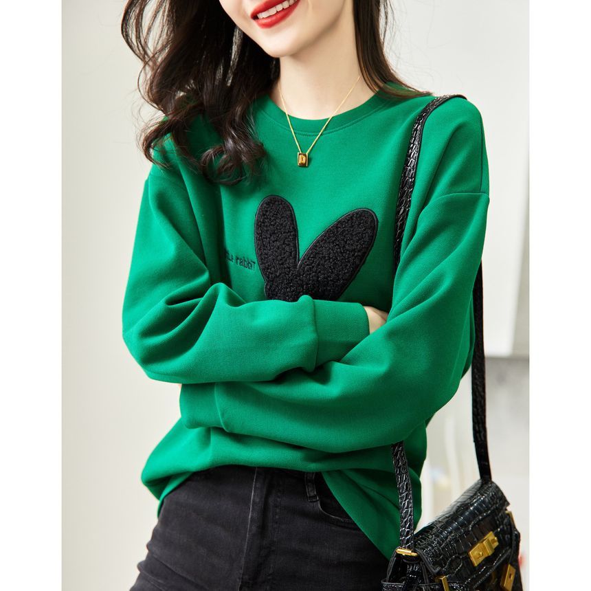Jeonseon - Sweatshirt met ronde hals en konijnenborduursel