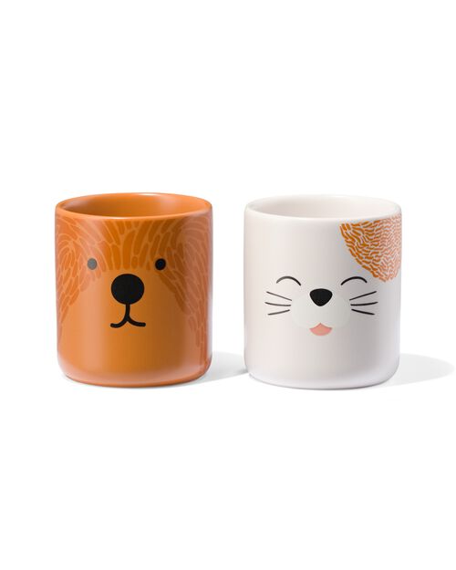 2 petites tasses espresso en céramique chien/chat