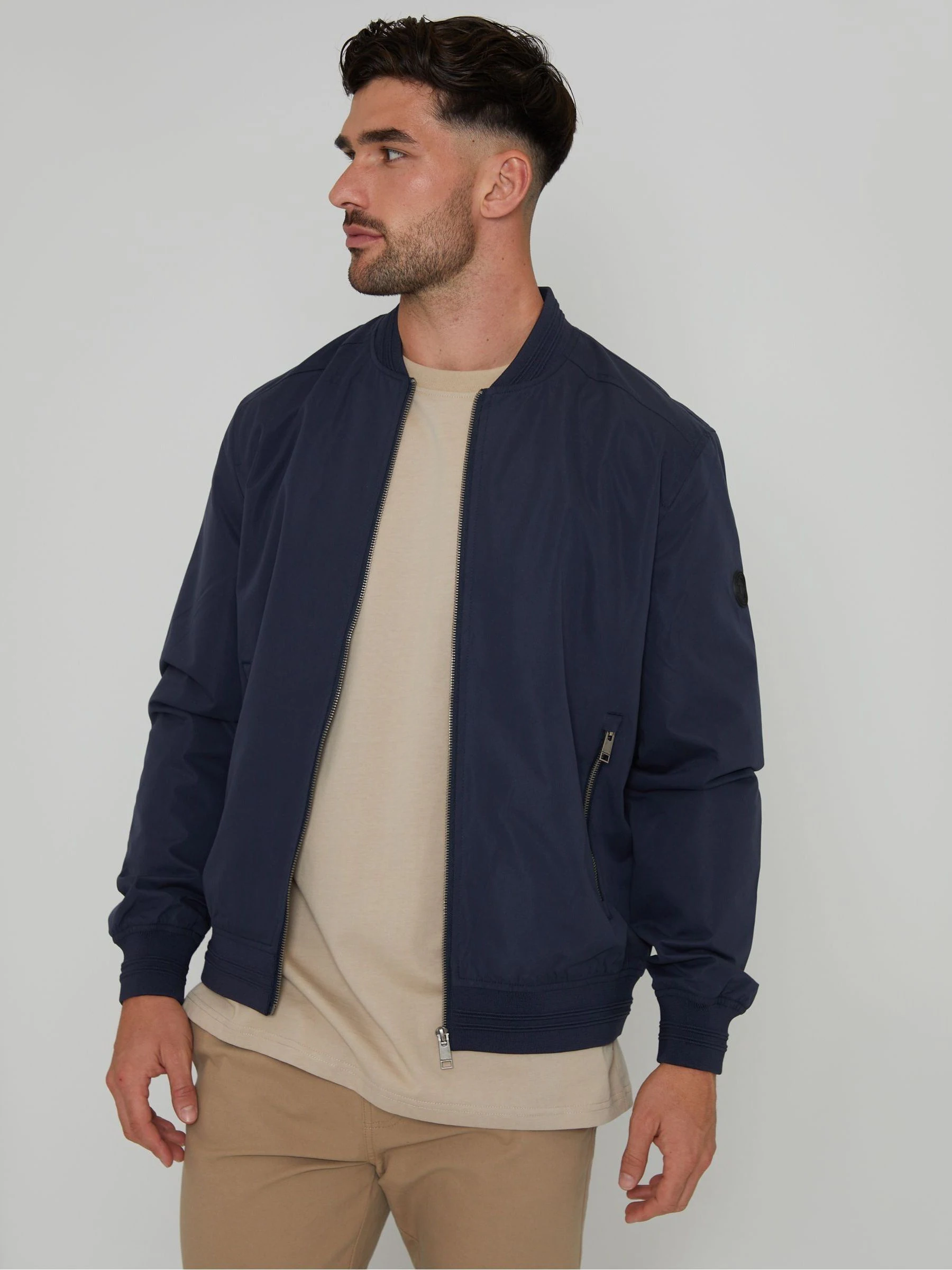 Marineblauw - Threadbare regenbestendig klassiek bomberjack