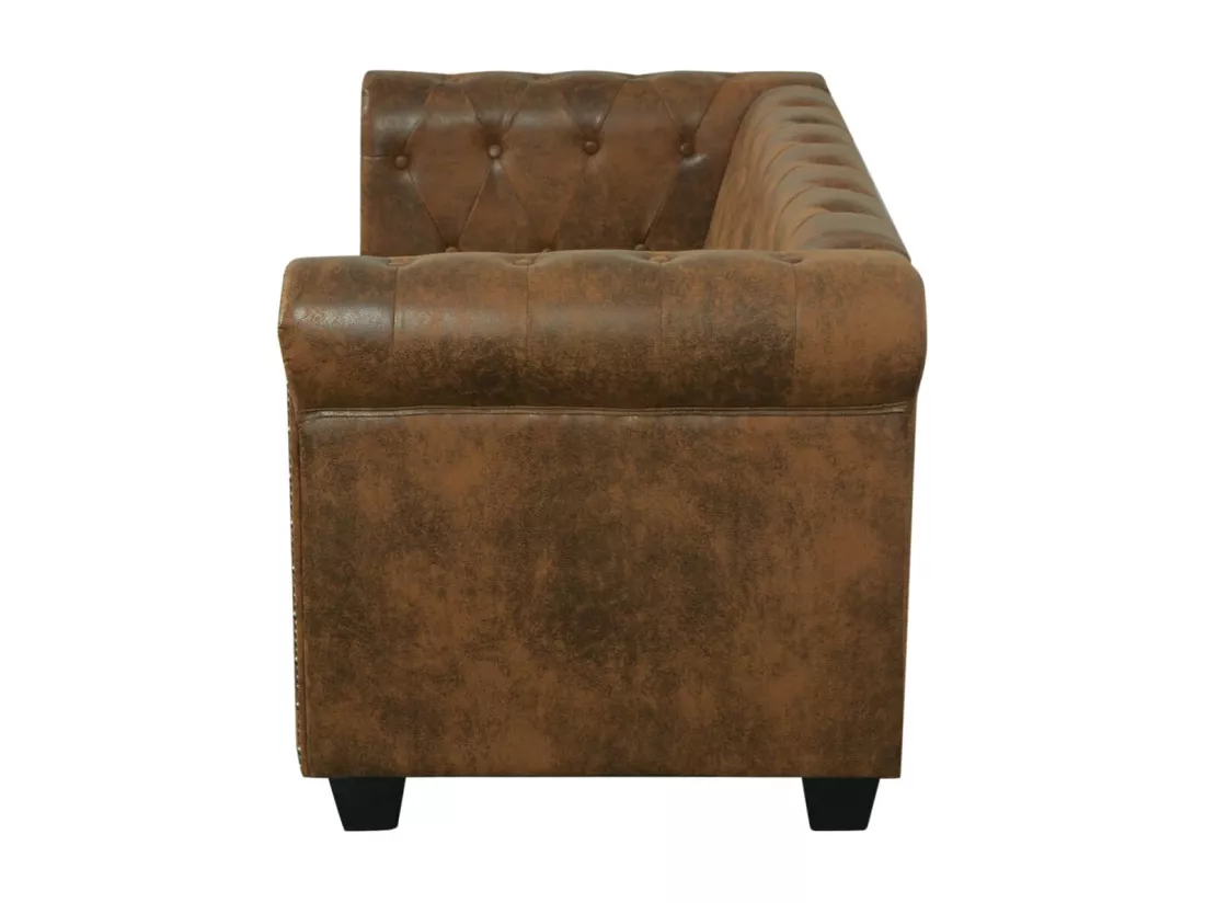 NETTLIFE Canapé Chesterfield 2 places cuir artificiel marron
