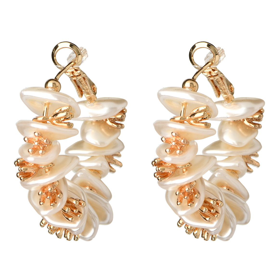 Damen Creolen mit Perlmuttglanz gold