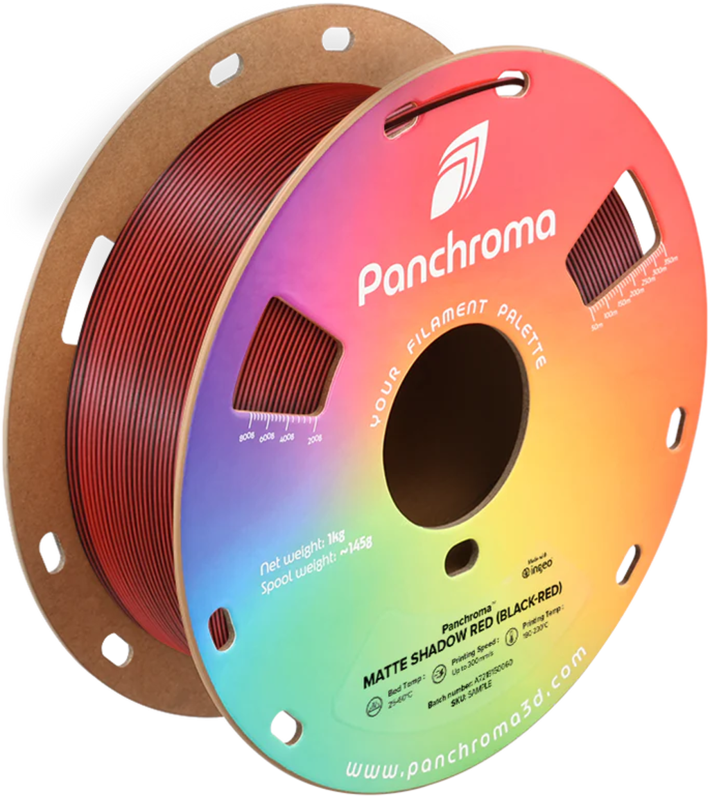 Polymaker  Panchroma™ PLA Dual Matte Shadow Red (Black-Red), 1,75 mm / 1000 g    Zwei Farben, ein Meisterwerk in Shadow Red