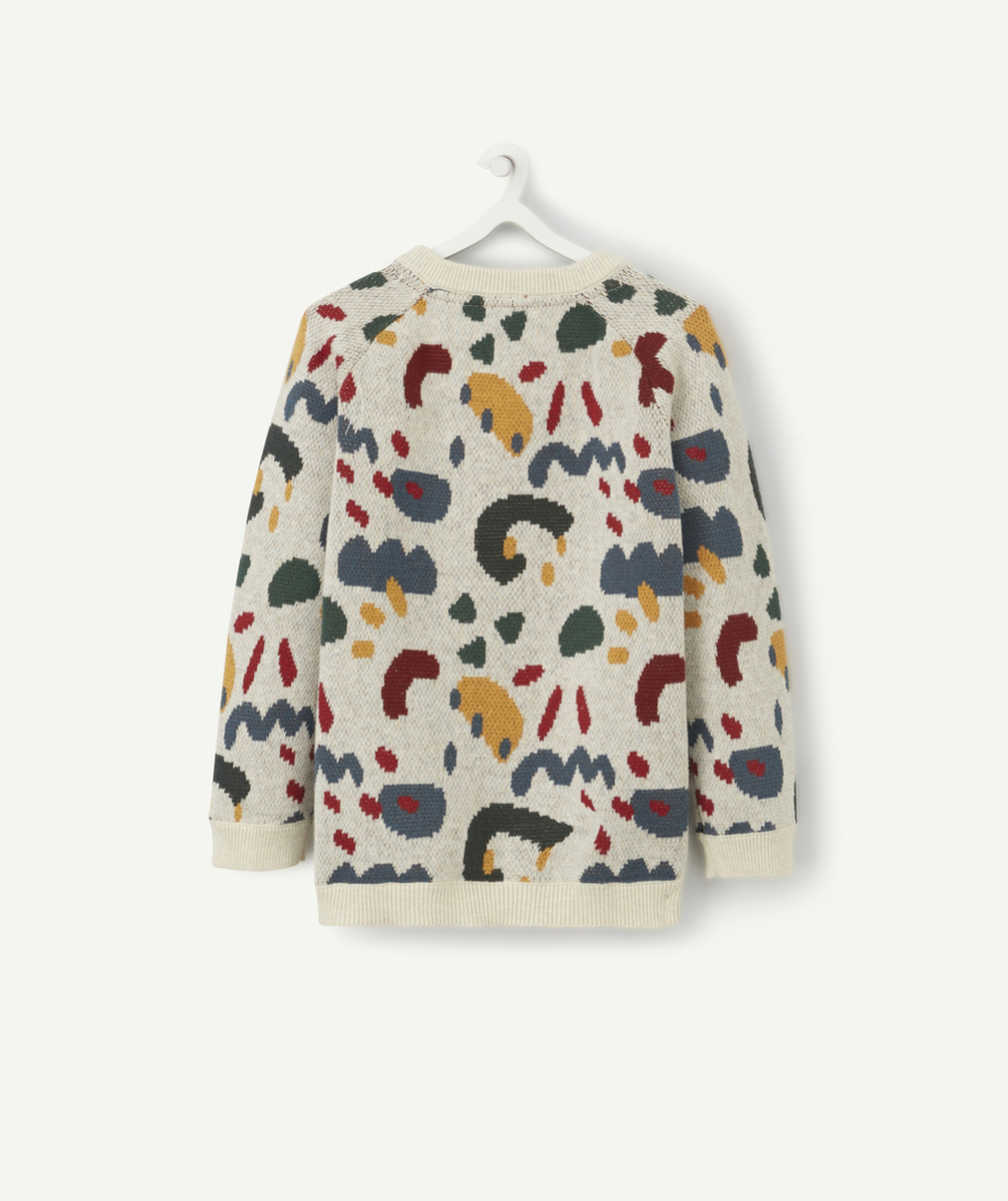 PULL BÉBÉ GARÇON ÉCRU AUX MOTIFS COLORÉS