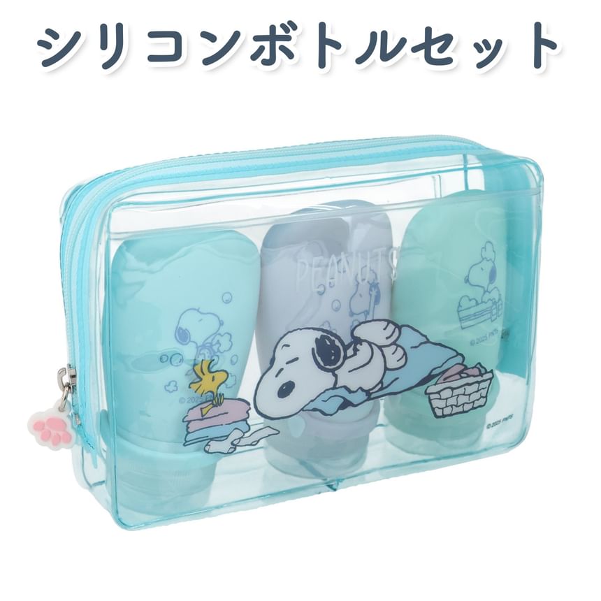 SHOBIDO - Snoopy siliconen reisknijpflesset met zakje
