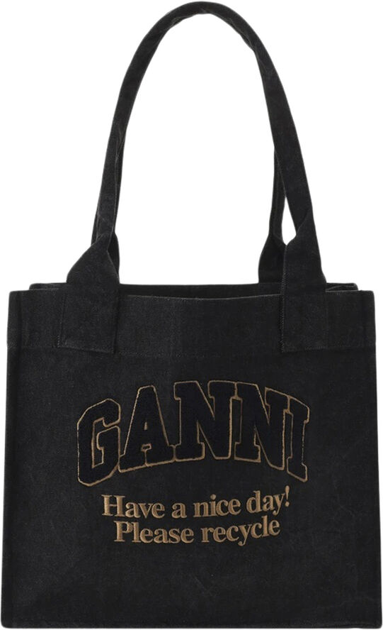 Ganni Large Easy Shopper Denim Black