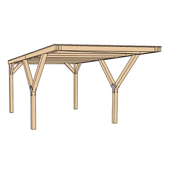 Weka Y-Einzelcarport 612 ohne Dacheindeckung,