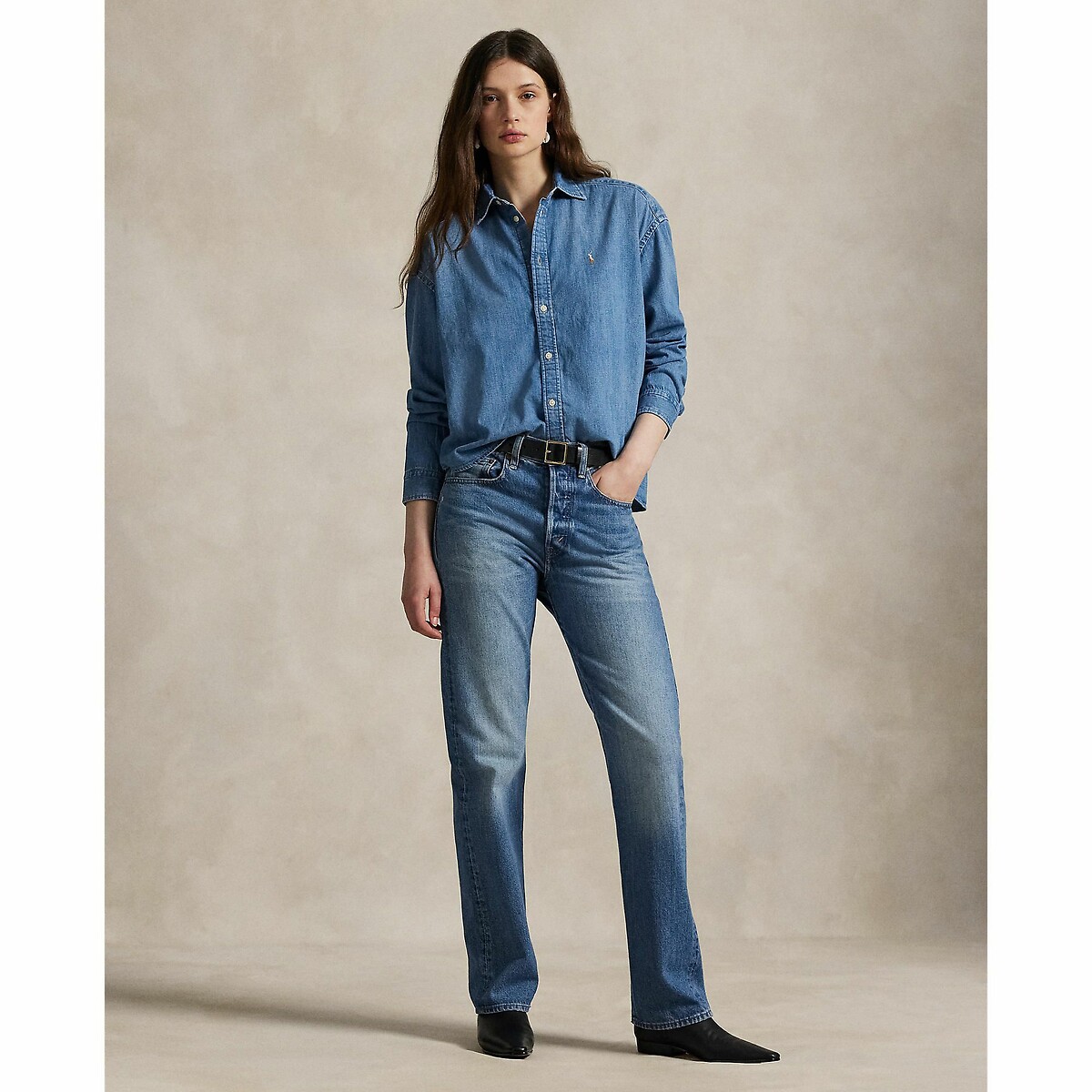 POLO RALPH LAUREN<br>Camisa jeans larga