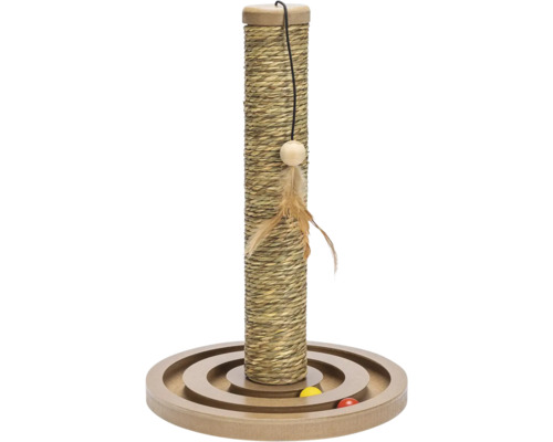 Karlie Brigitte houten krabpaal, zeegras met speeltjes, 30 x 44 x 44 cm, beige