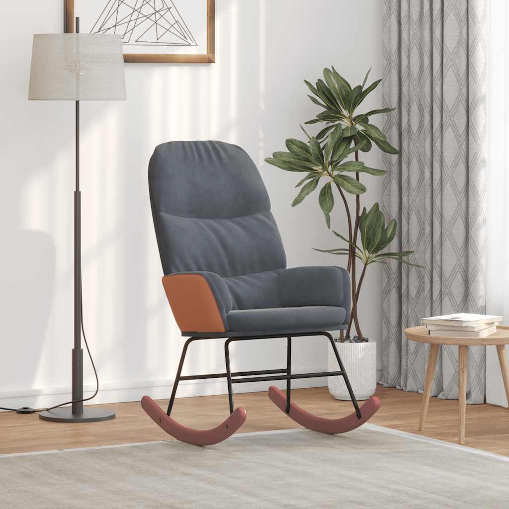 vidaXL Schommelstoel Donkergrijs Bekleed met Fluweel