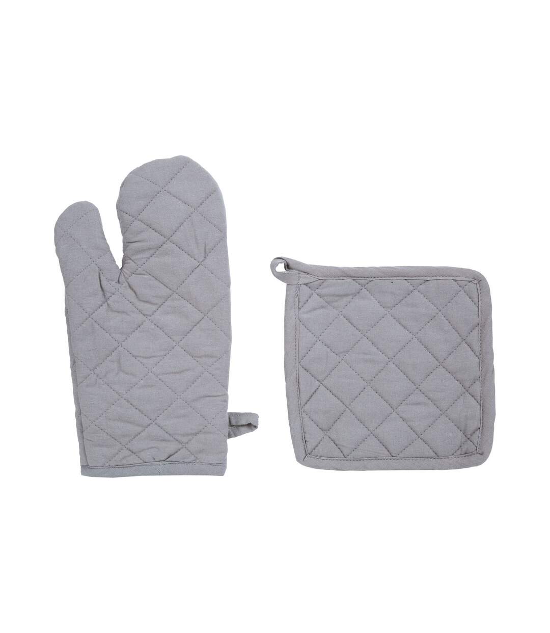 Lot 2x Gant et manique - Coton - Gris clair