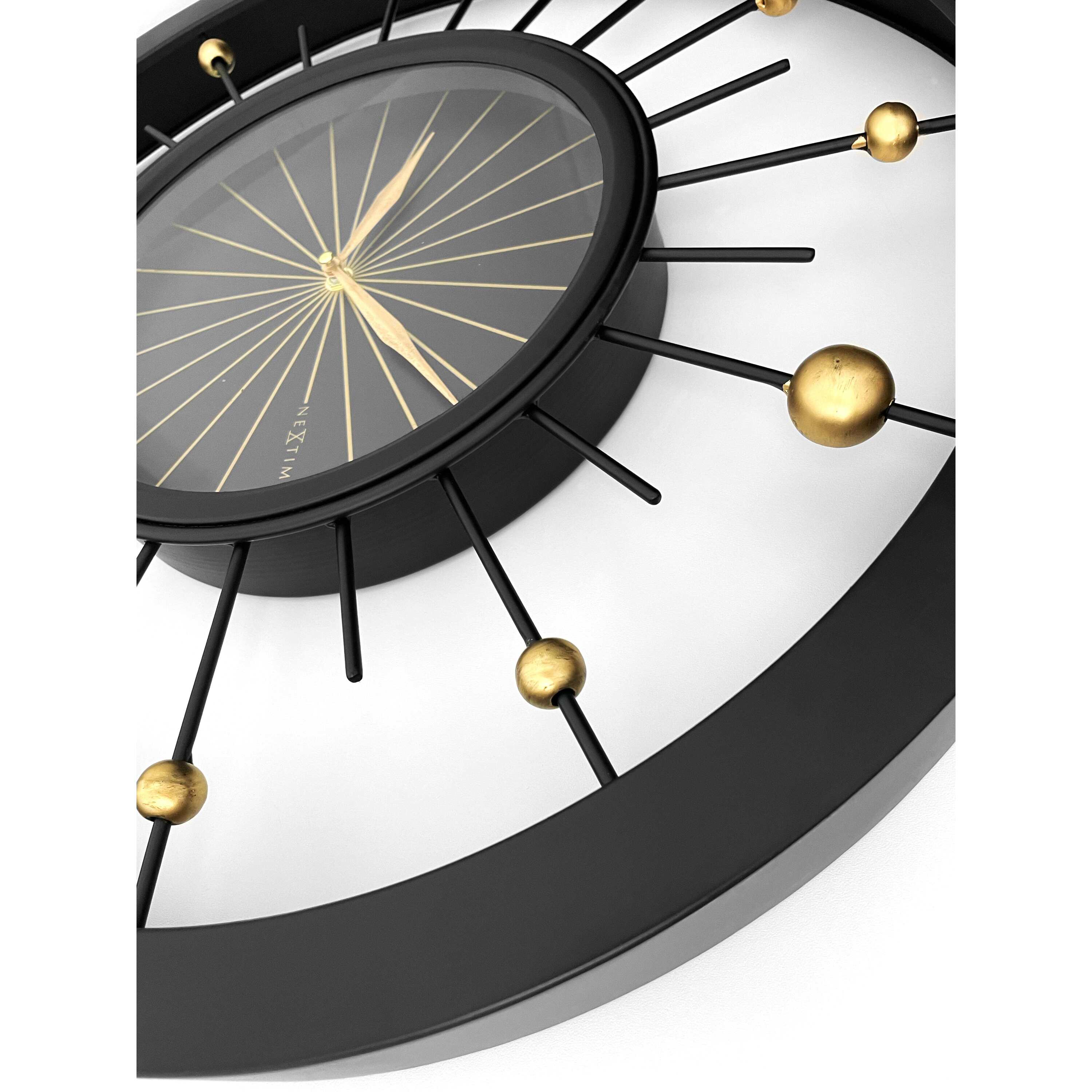 NeXtime - Wandklok 60 cm - Stille - Zwart - Metaal - NeXtime 'Orbit'
