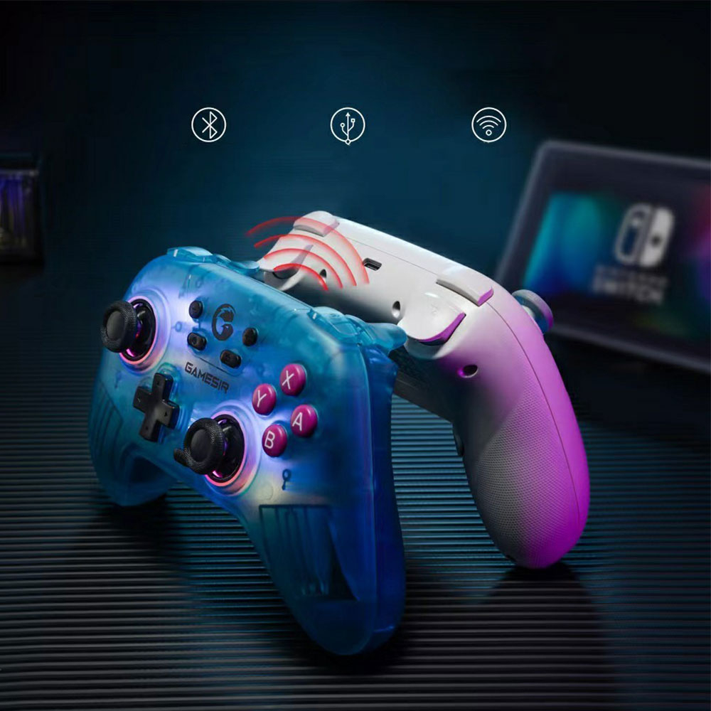 Nova NS Wireless Bluetooth Game Controller mit Back Paddles RGB für Nintendo Switch / Windows / iOS / Android (1200 mAh) - Weiss