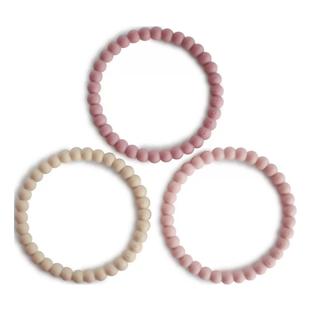 Mushie Perle Bidering (Linen/Peony/Pale Pink) - 3 stk.
