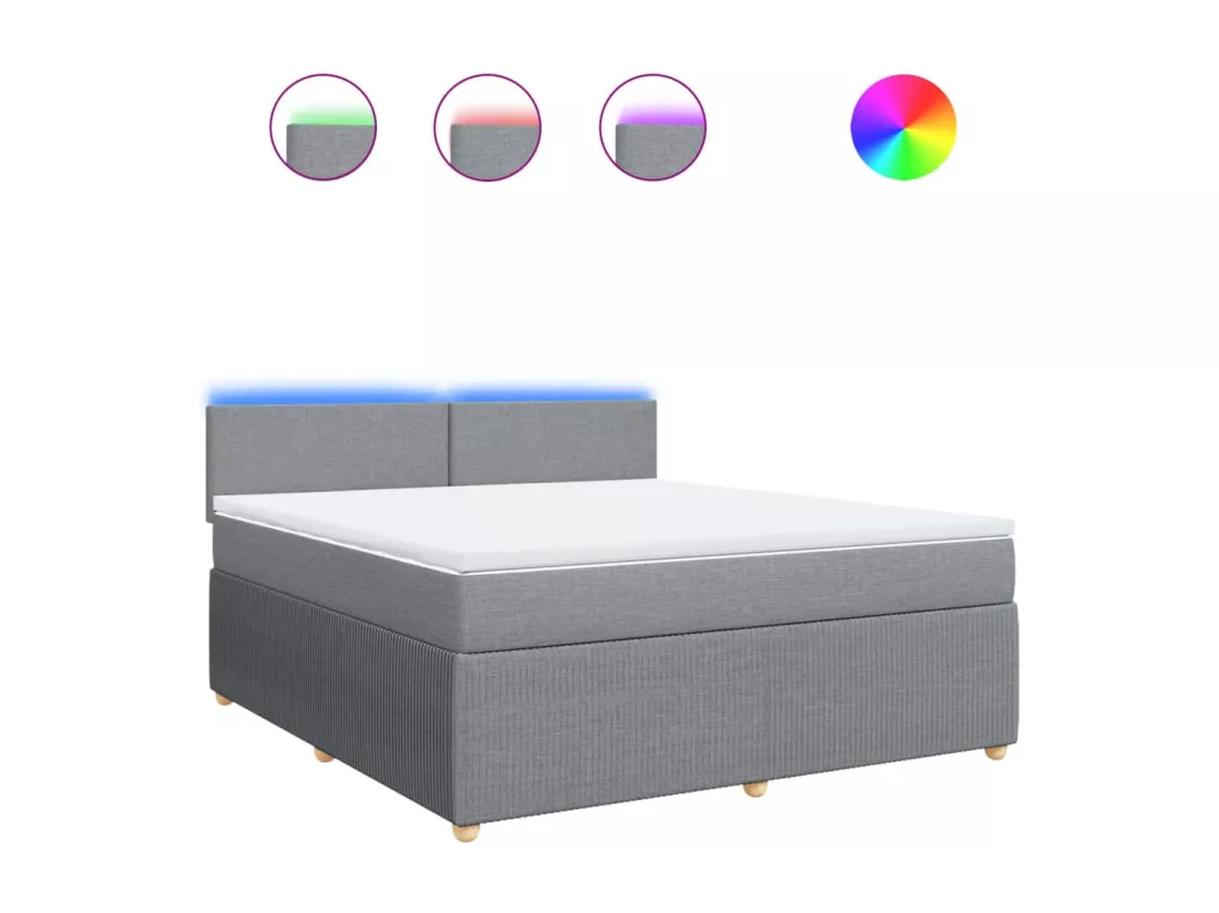 Sommier à lattes de lit avec matelas Gris clair 180x200cm Tissu