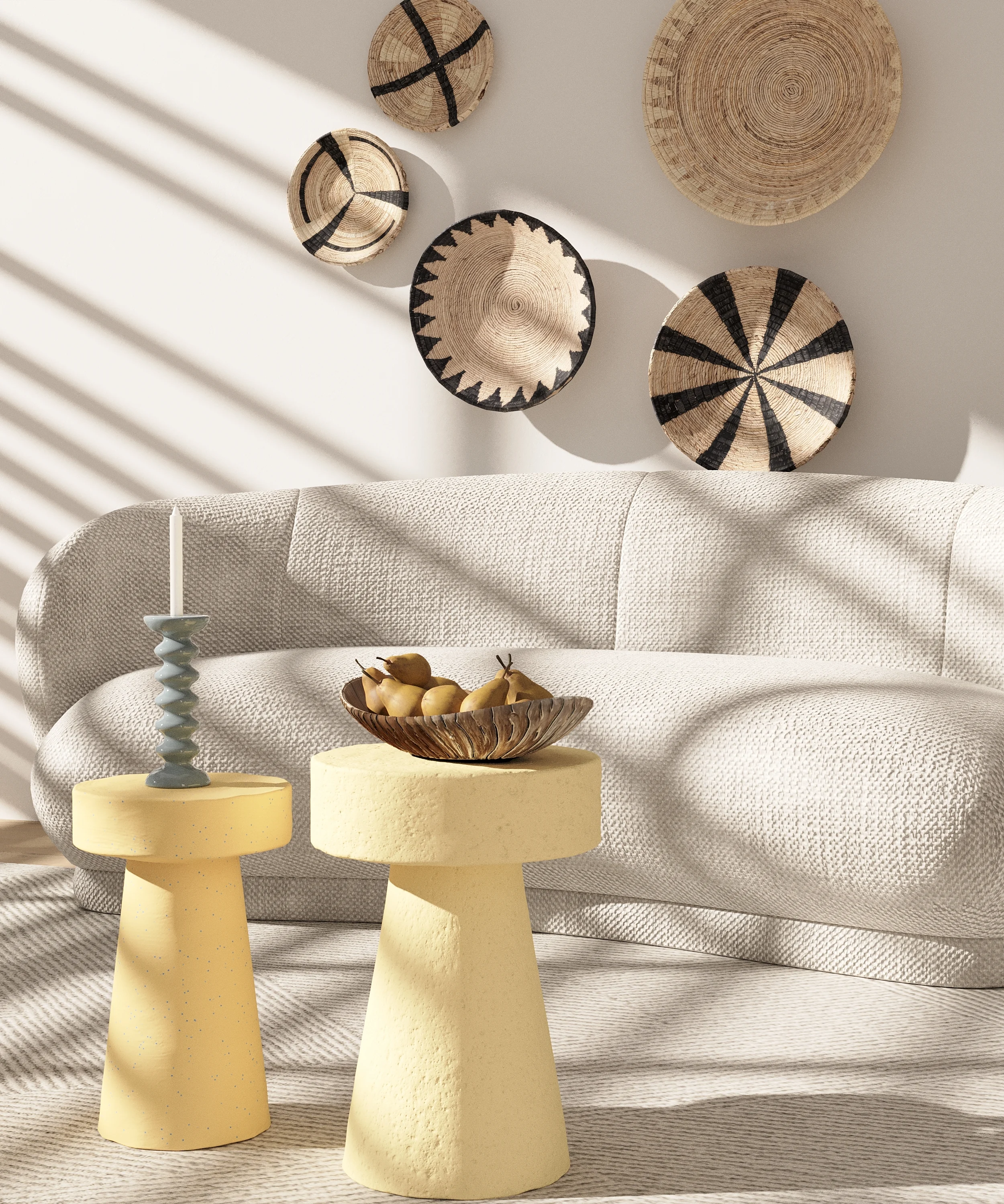 ANEMONE - Petite table dappoint ronde design en magnésie mouchetée | Beige