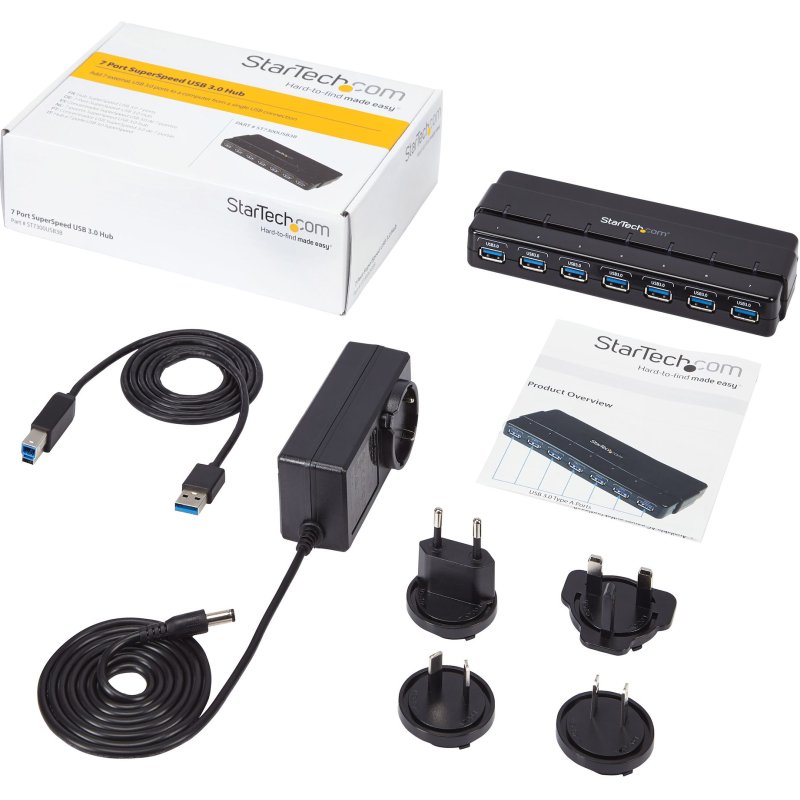 StarTech.com Hub SuperSpeed USB 3.0 avec 7 ports - 5Gbps - Concentrateur USB 3.0 avec adaptateur d'alimentation