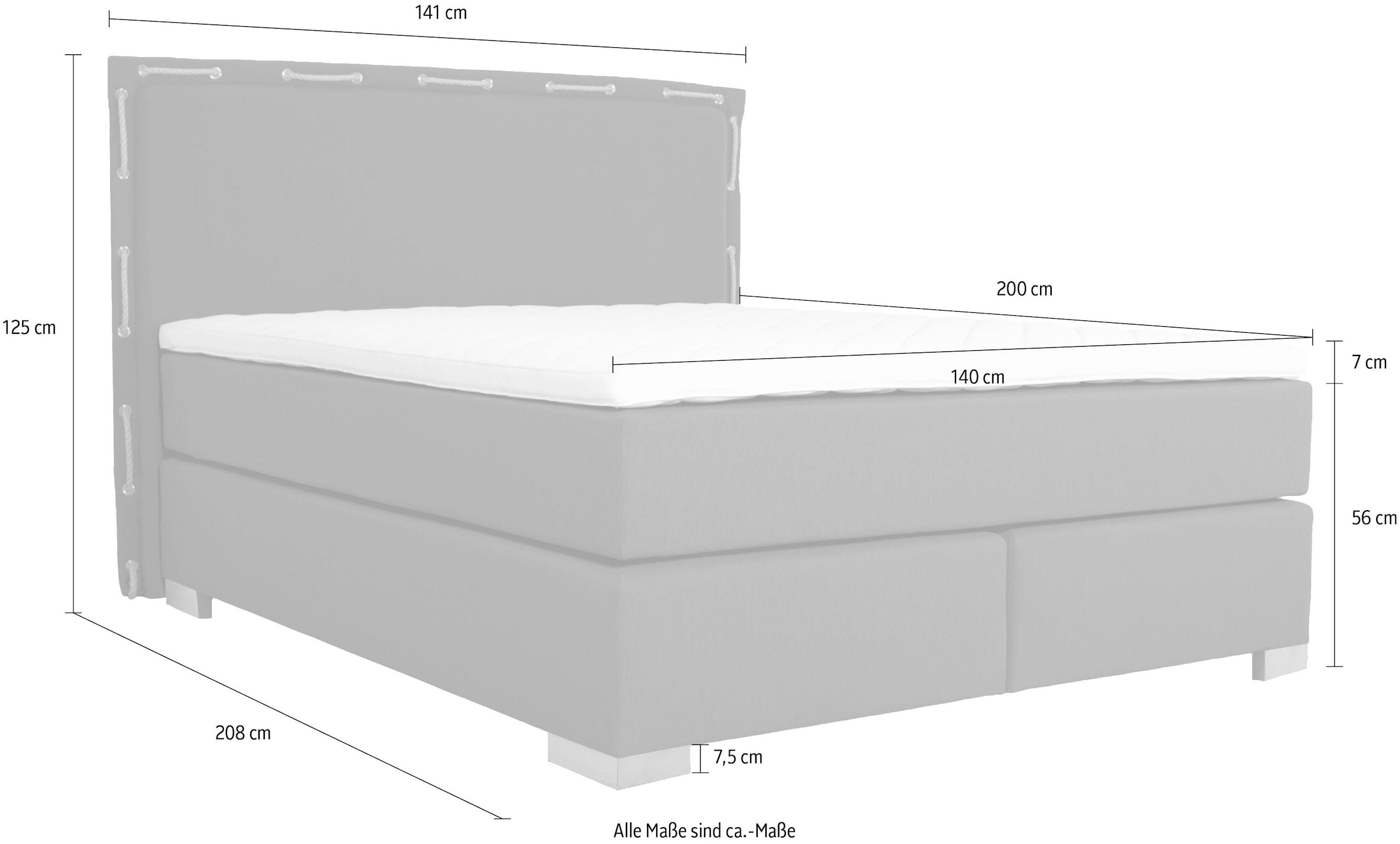 Home affaire Boxspringbett »»Marlou«« inkl. Topper, 3 Breiten, 3 Härtegrad-Ausführungen