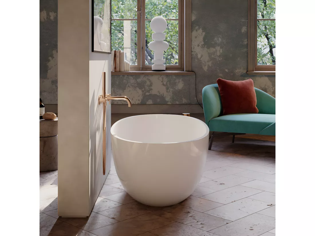 baignoire îlot OMNIRES SHELL M+ 160X75 CM couleur : blanc finition : brillant bonde et siphon inclus