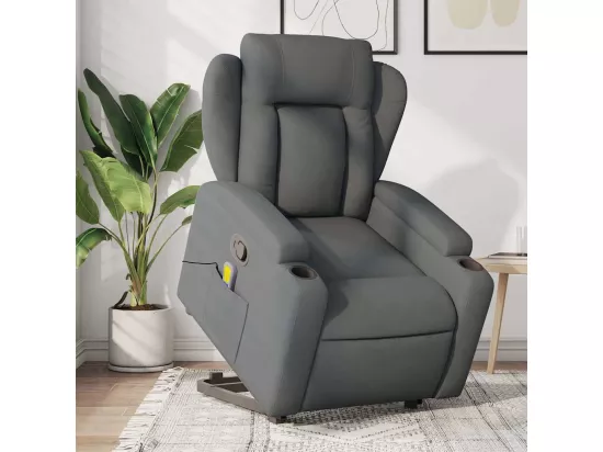 Fauteuil massant inclinable Gris foncé Tissu