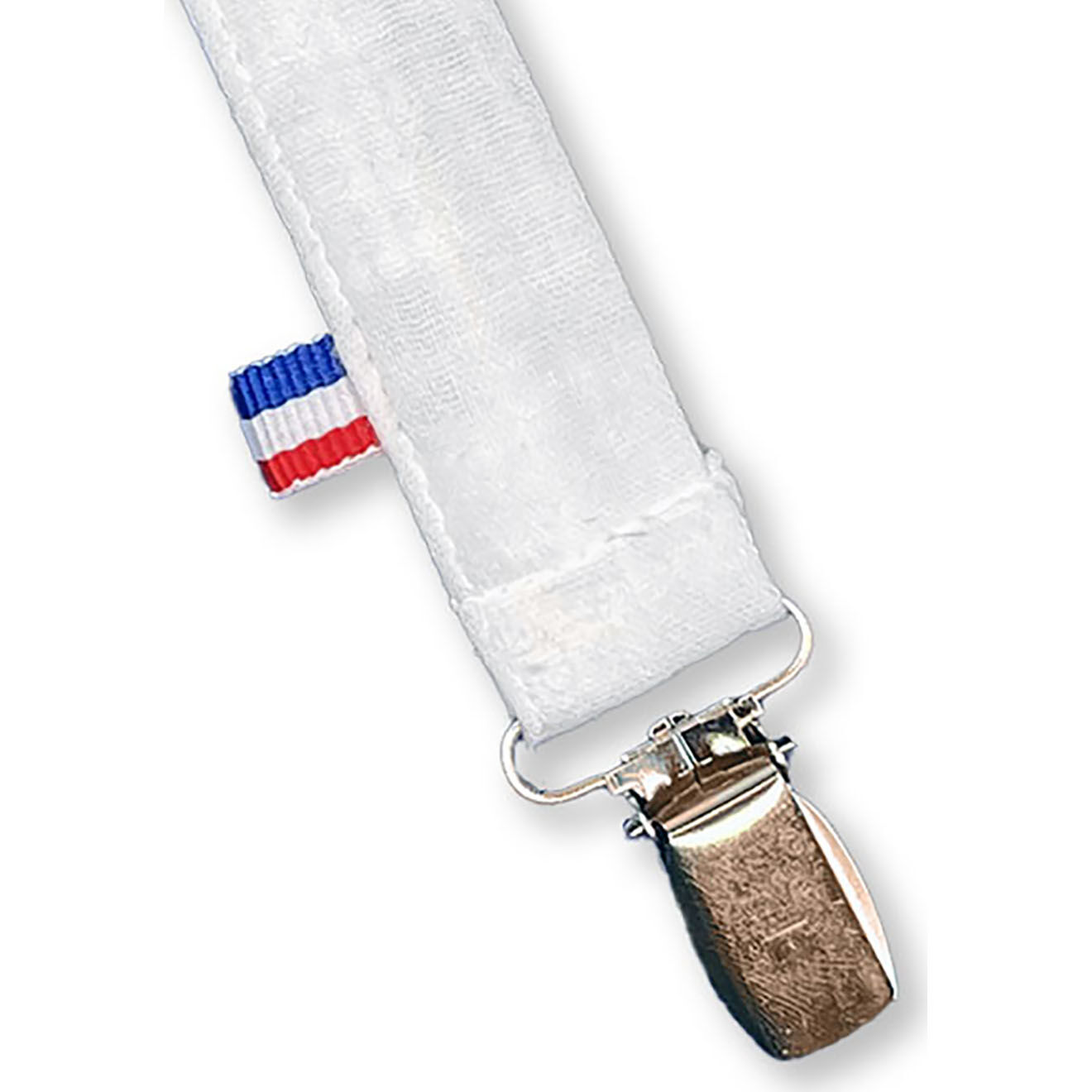 Papate Attache Tétine en Coton Bio Teddy blanche - 17x2 cm