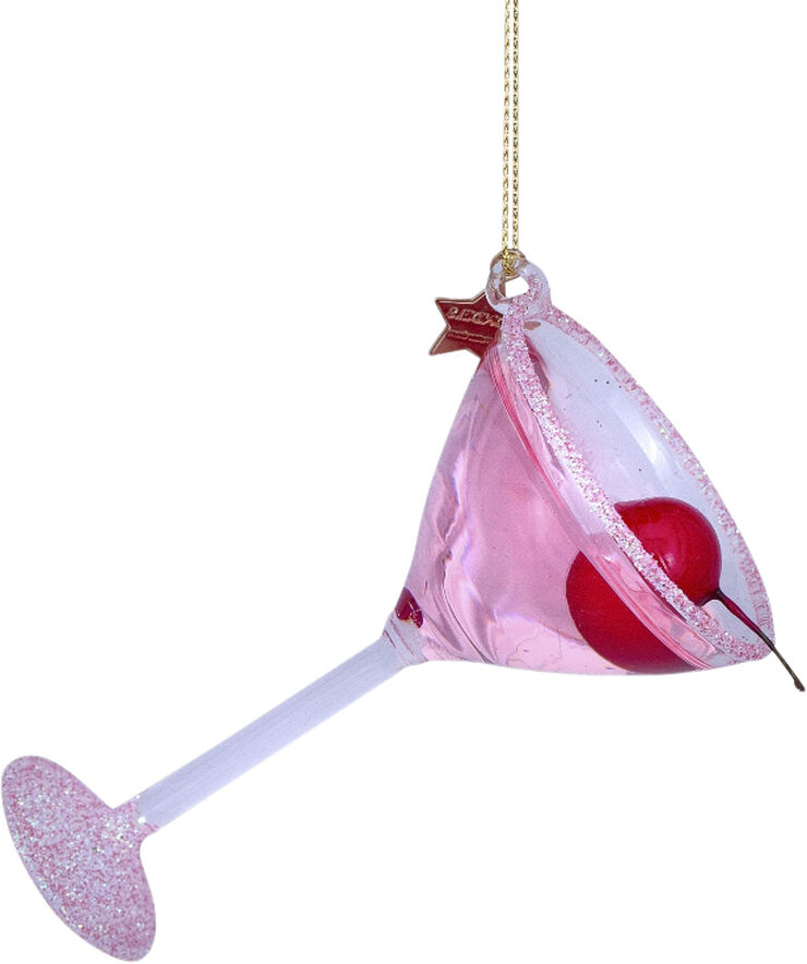 Vondels Ornament glas pink cosmopolitan cocktail H8,5cm Pink