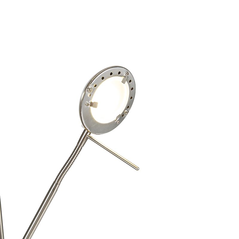Vloerlamp staal met leeslamp incl. LED dimbaar in Kelvin - Diva