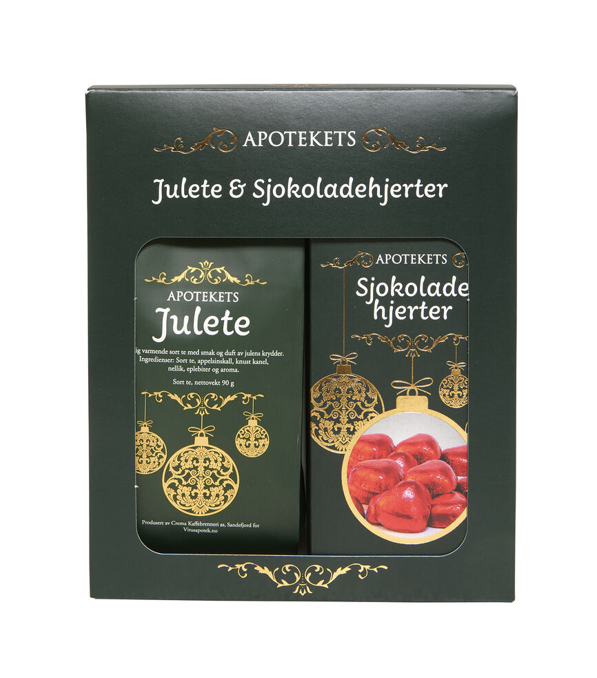 Apotekets gavesett julete og sjokoladehjerter