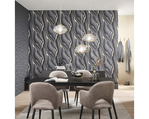 Vliesbehang 10345-15 Elle Decoration 3 Steenlook Zwart