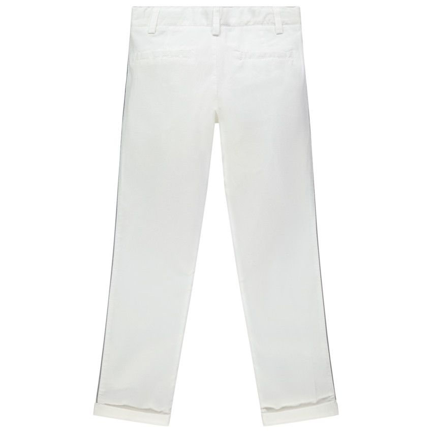 Pantalon droit en coton fantaisie - Blanc