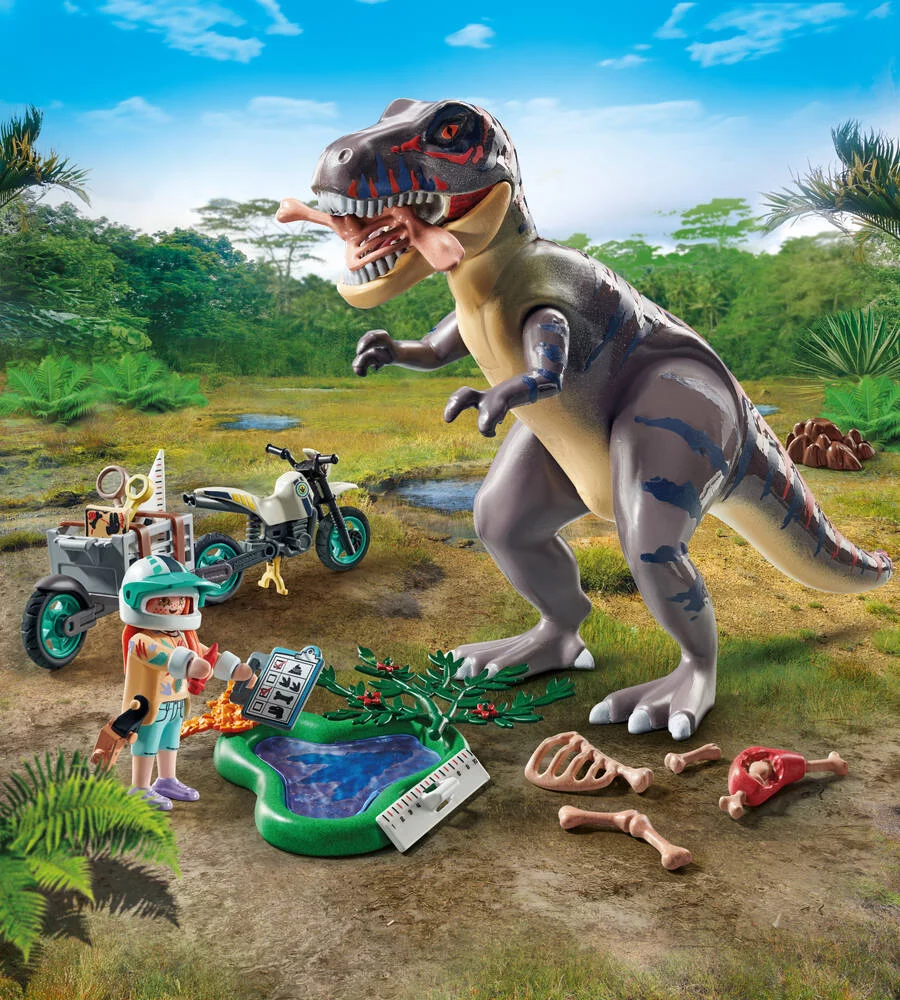 EXPLORATEUR AVEC MOTO ET TYRANNOSAURE - 71524
