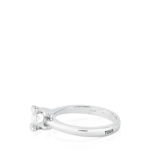 Solitário em ouro branco com motivo de urso cravejado de diamantes Sweet Diamonds