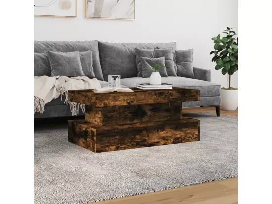 Table basse avec lumières LED chêne fumé 90x50x40 cm