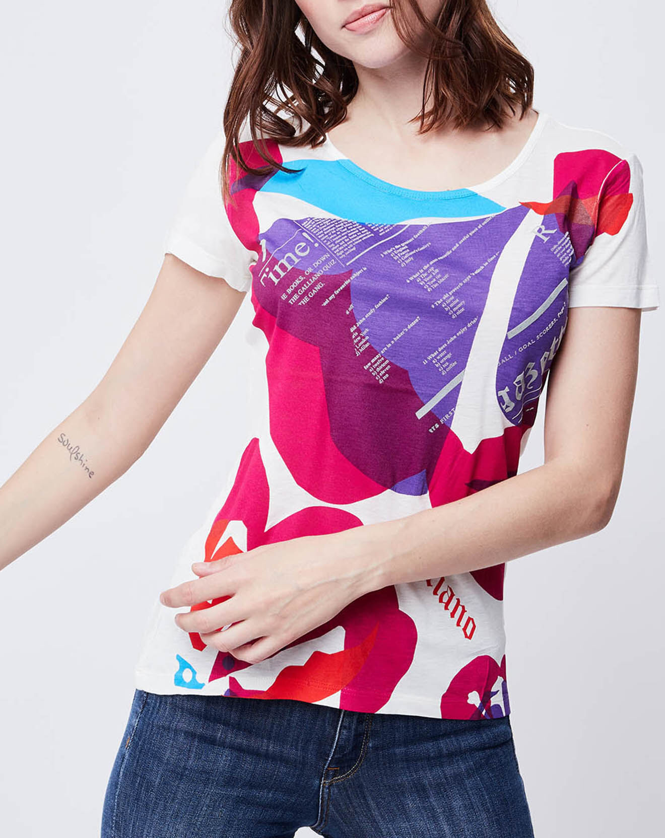 John Galliano T-Shirt imprimé cassé/multicolore