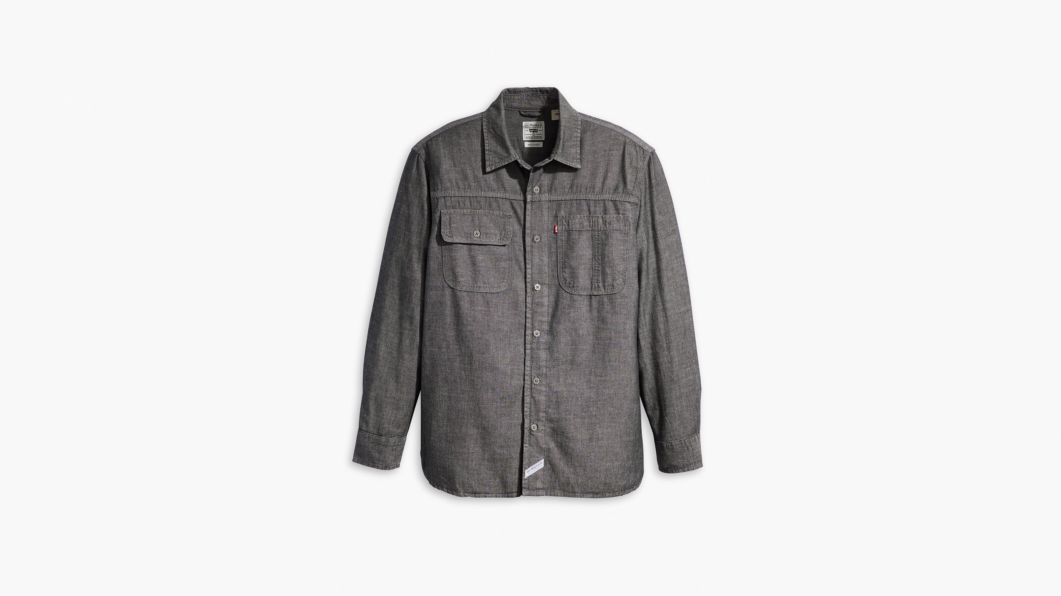 Chemise Worker manches longues Auburn - Riley Black Chambray - Noir