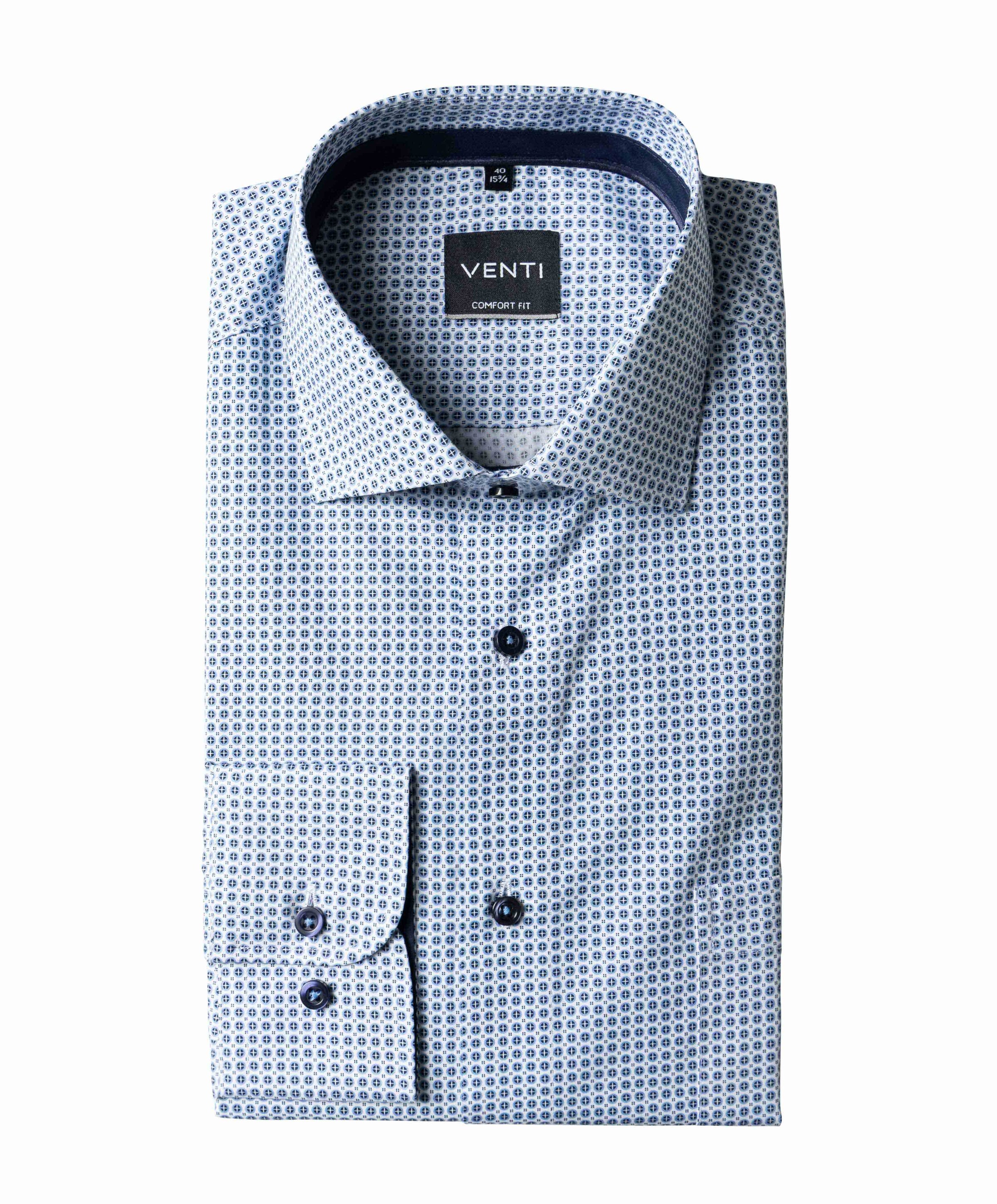 Venti Heren overhemd lange mouw blauw