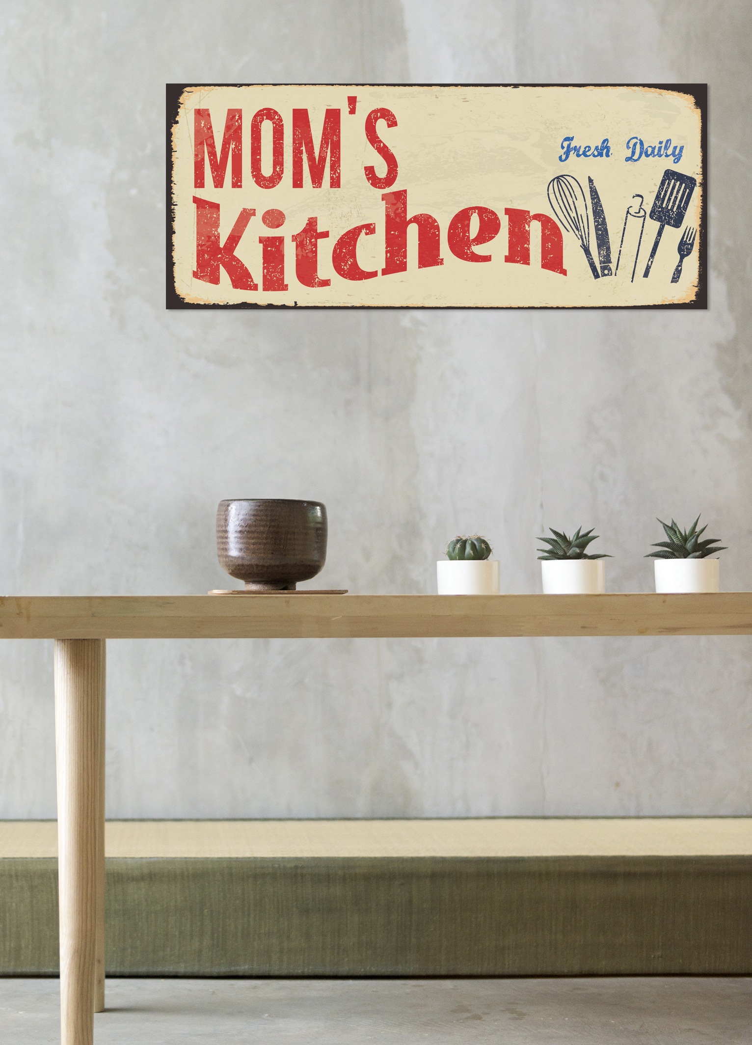 queence Metallbild »MOM'S Kitchen« Sprüche & Texte Schriftzug, Stahlschilder